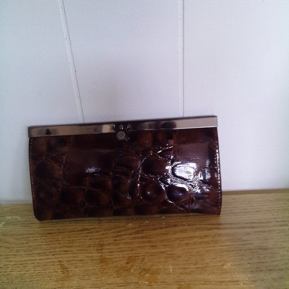 Alligator leather (possibly faux) clutch wallet